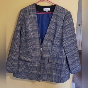 Calvin Klein Navy Plaid Blazer